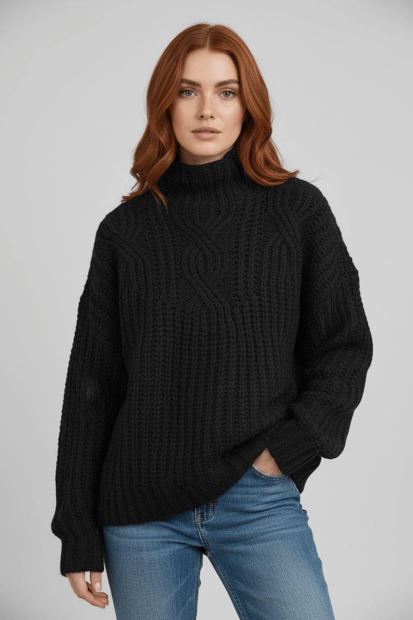 Warm Crew Neck Women's Knit Sweater - VogeLuxe