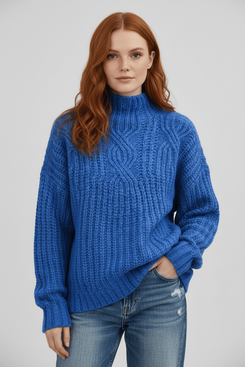 Warm Crew Neck Women's Knit Sweater