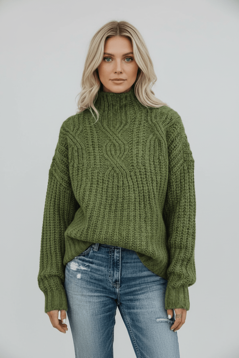 Warm Crew Neck Women's Knit Sweater