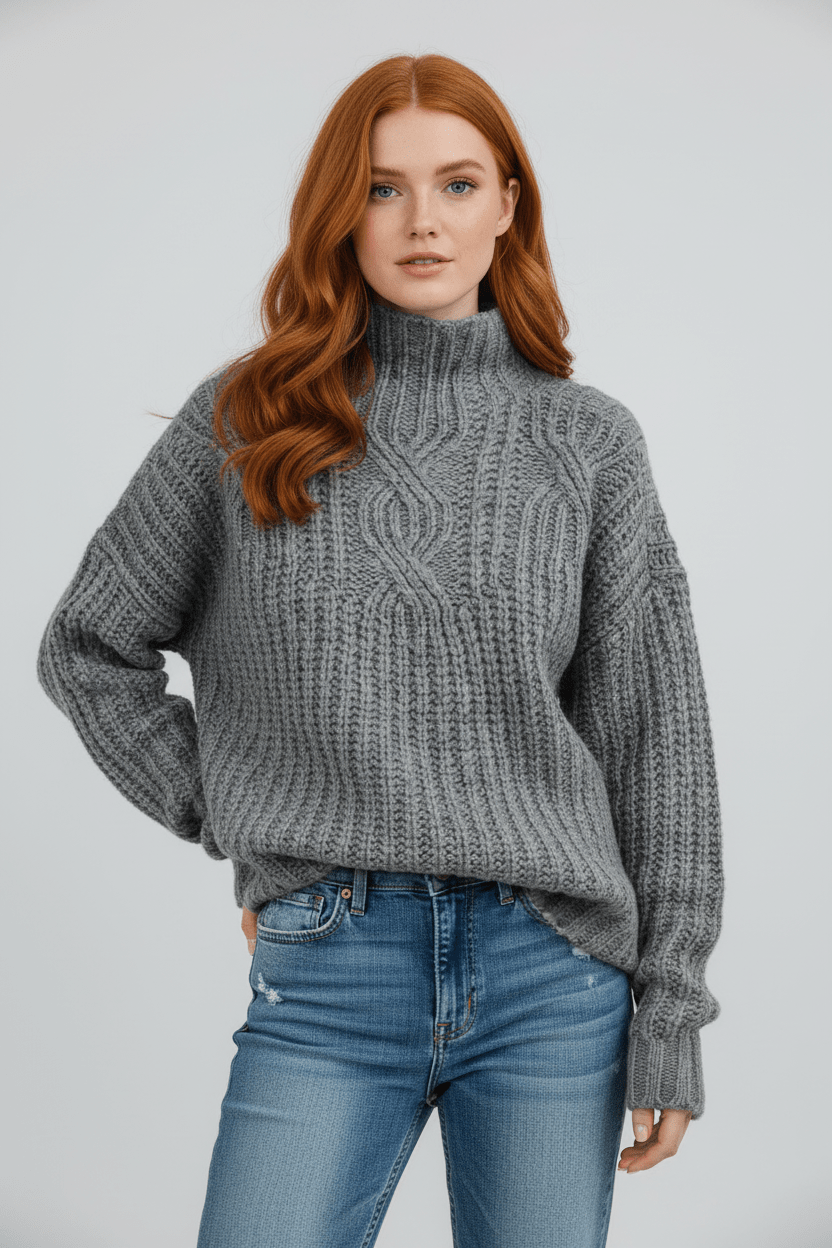 Warm Crew Neck Women's Knit Sweater