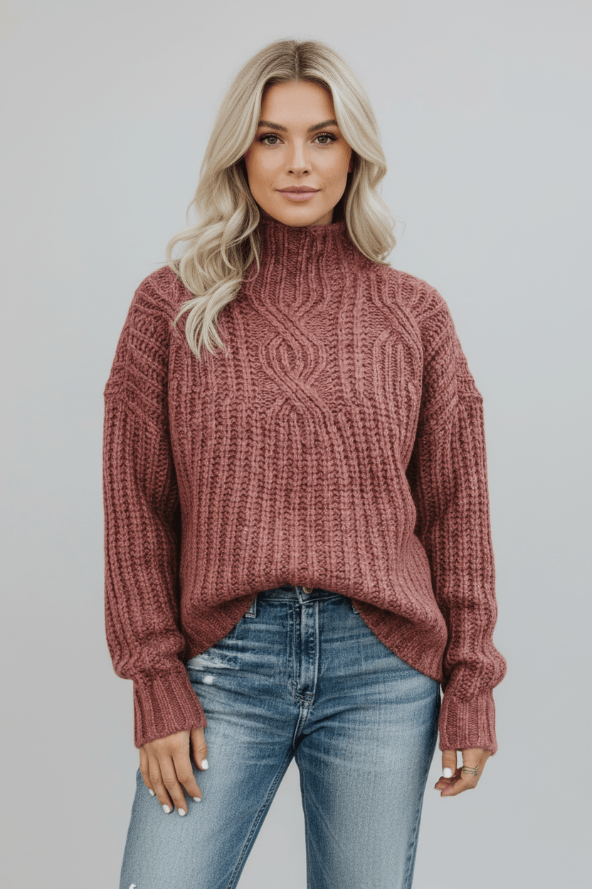 Warm Crew Neck Women's Knit Sweater