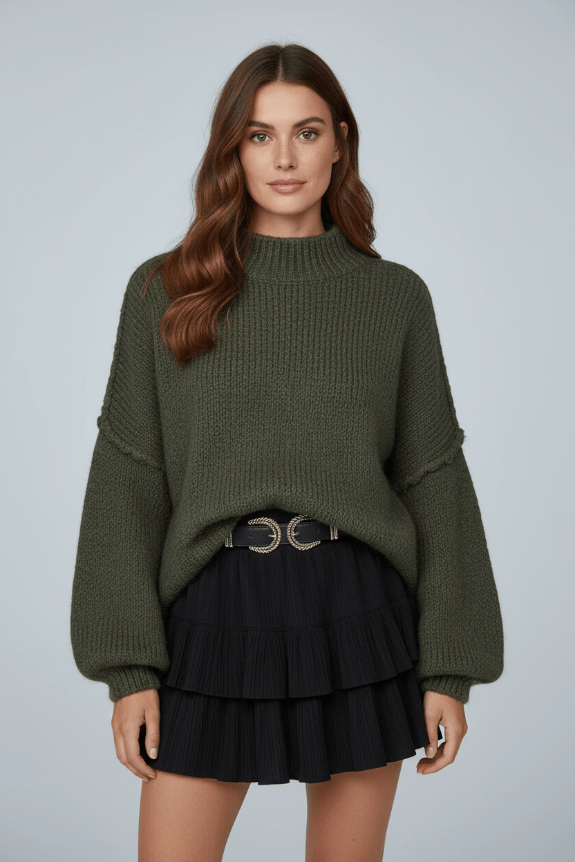 Relaxed Fit Crew Neck Sweater for Women