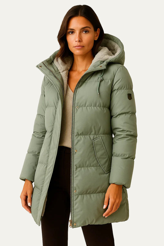 VogeLuxe | Women’s Insulated Long Quilted Hooded Puffer Coat