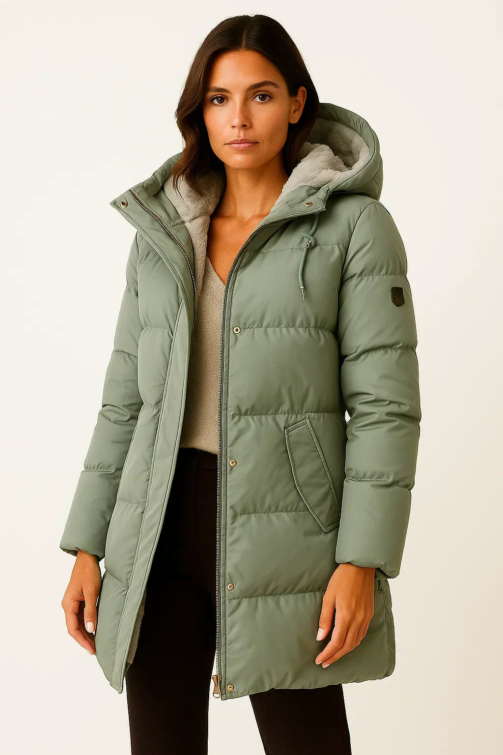 Warm Women's Down Parka Coat with Hood - VogeLuxe