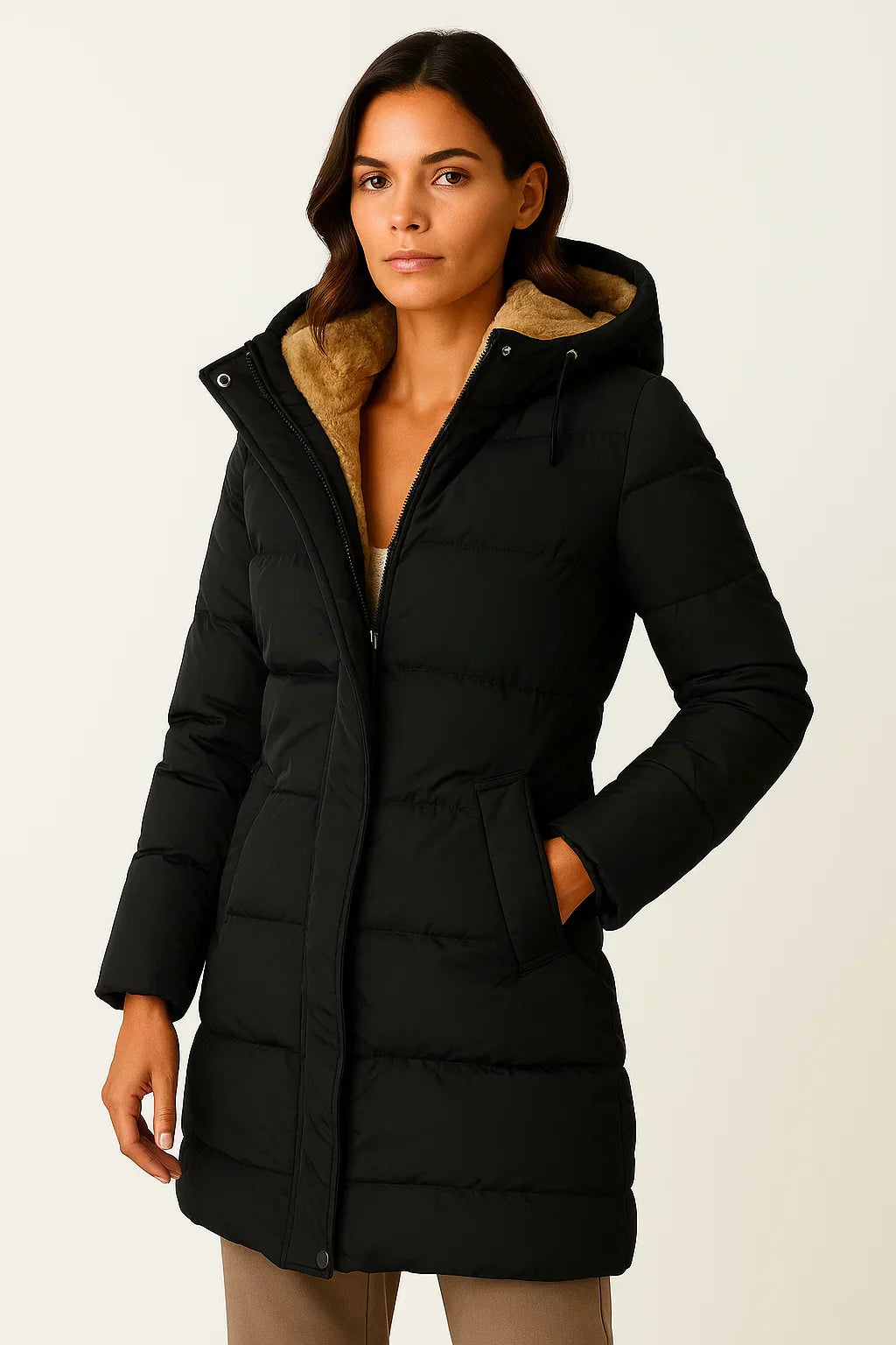 Warm Women's Down Parka Coat with Hood