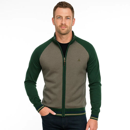 VogeLuxe | Men’s Two Tone Raglan Zip Cardigan