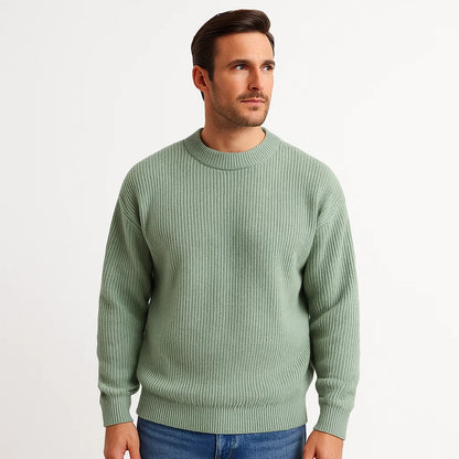 VogeLuxe | Men’s Relaxed Fit Heavy Rib Knit Crew Neck Sweater