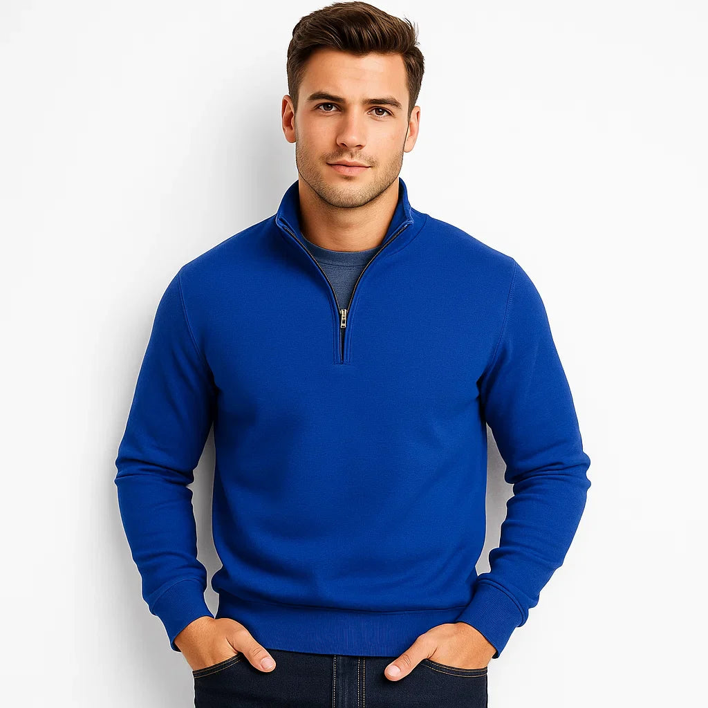 VogeLuxe | Men’s Stand Collar Quarter Zip Pullover Sweater