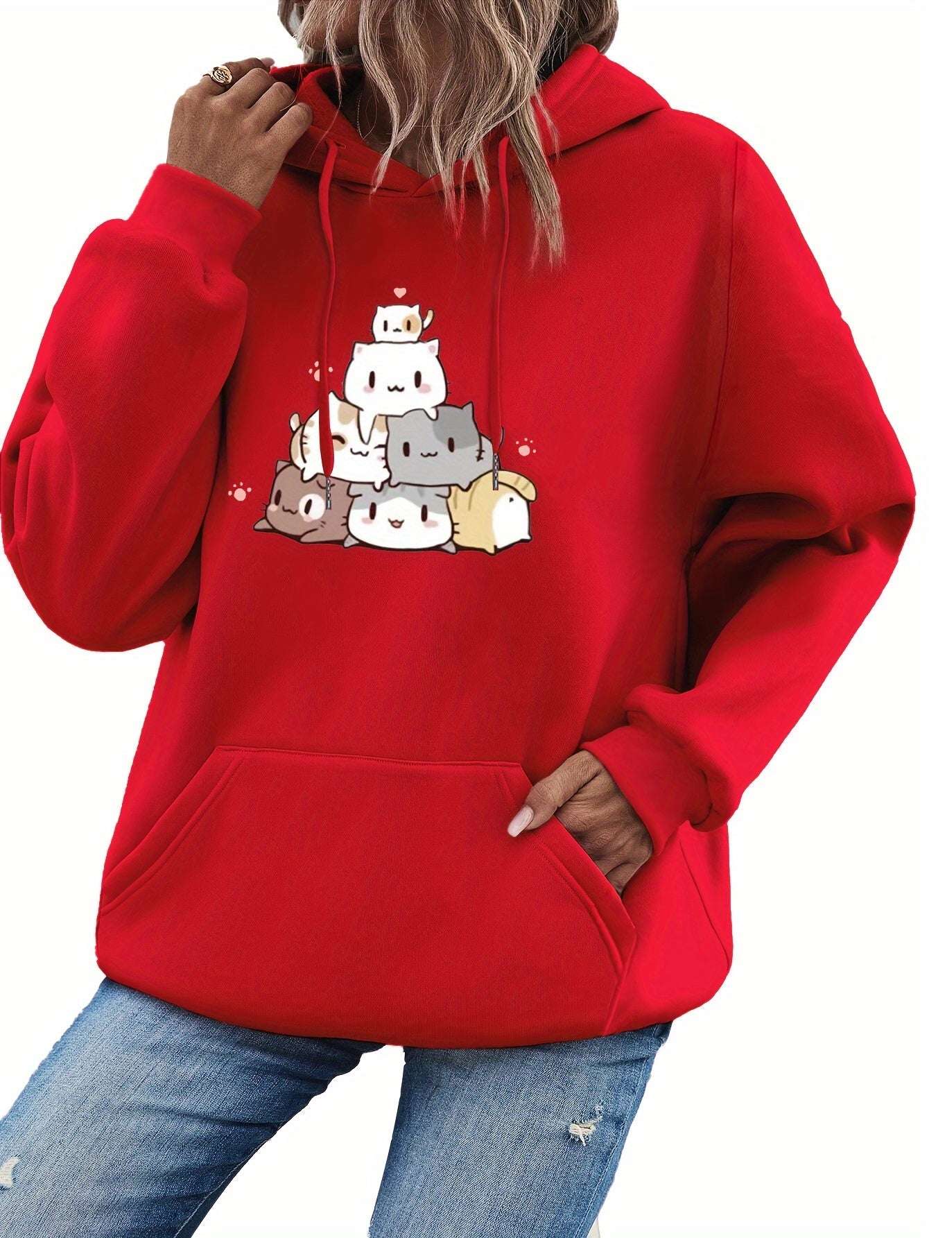 Cozy Women's Winter Cat Hoodie Sweatshirt
