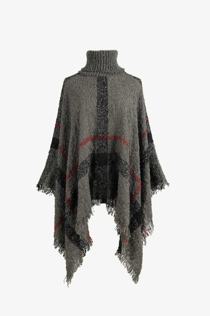 Stylish Frayed Edge Poncho Cape