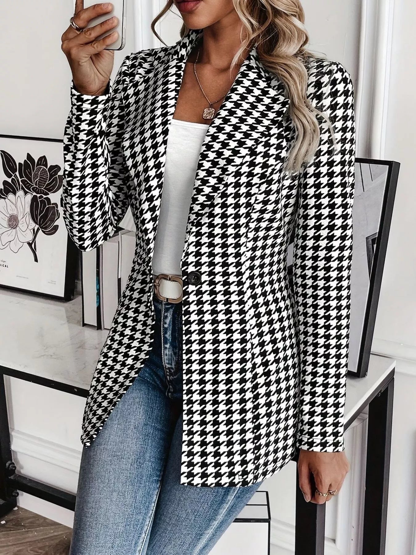 Classic Pattern Notch Lapel Blazer - VogeLuxe