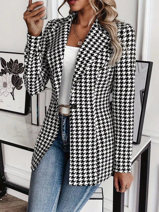 Classic Pattern Notch Lapel Blazer - VogeLuxe