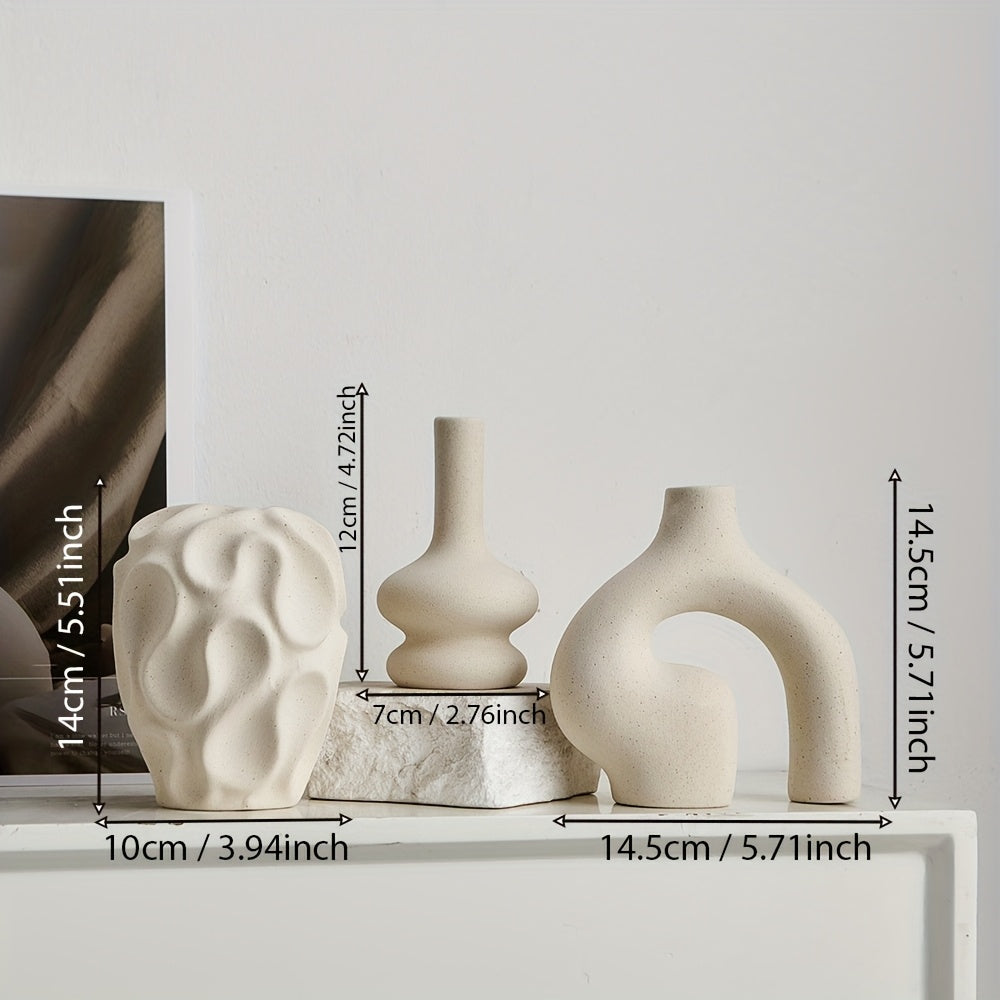 Rustic Ceramic Vase Set of 3 | Simple Home Decor