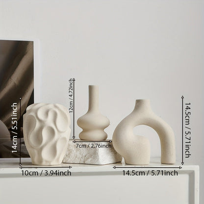 Rustic Ceramic Vase Set of 3 | Simple Home Decor