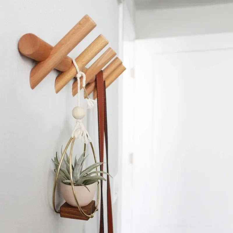 Rustic Wooden Wall Storage Rack - VogeLuxe
