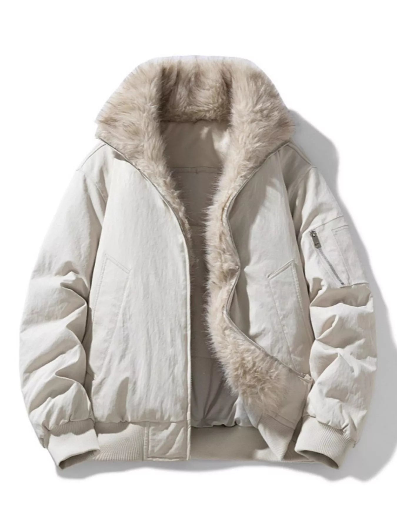 Large Size Men's Zip Up Bomber Coat - BritishElegance