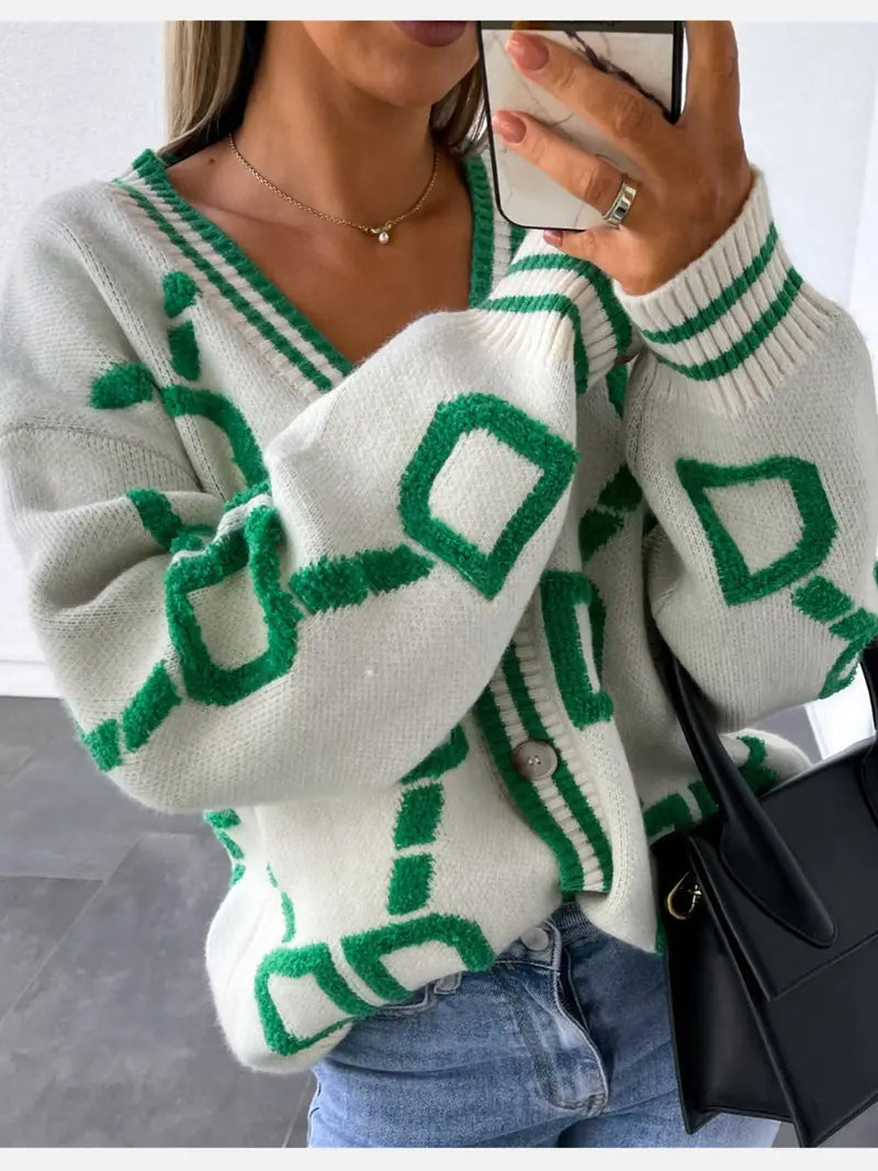 Ladies' Open Front V-Neck Sweater Cardigan