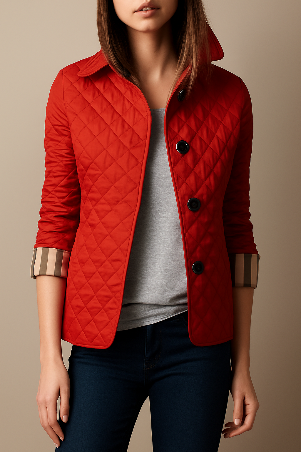 Ladies Padded Coat with Classic Collar