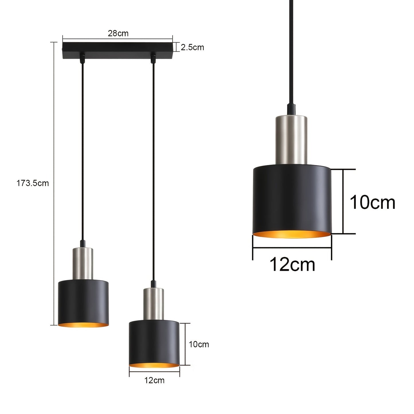 Edgy Metal Pendant Lighting | Black Gold Ceiling Lamp