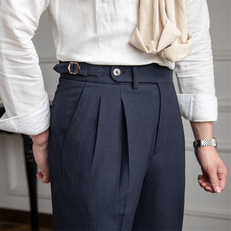 Slim Fit Pleated Dress Pants for Men