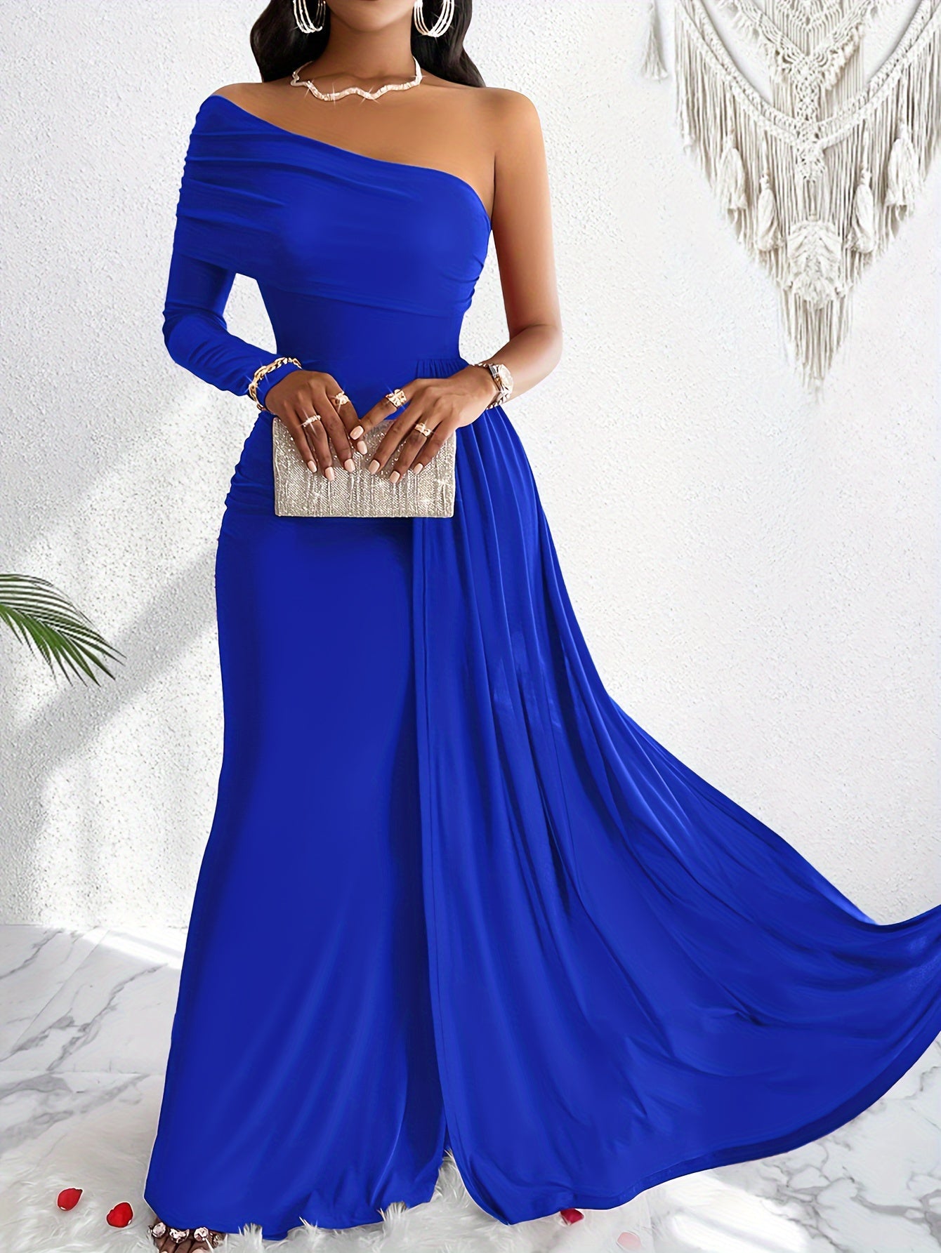 Luxurious Off Shoulder Evening Maxi Dress for Women - BritishElegance