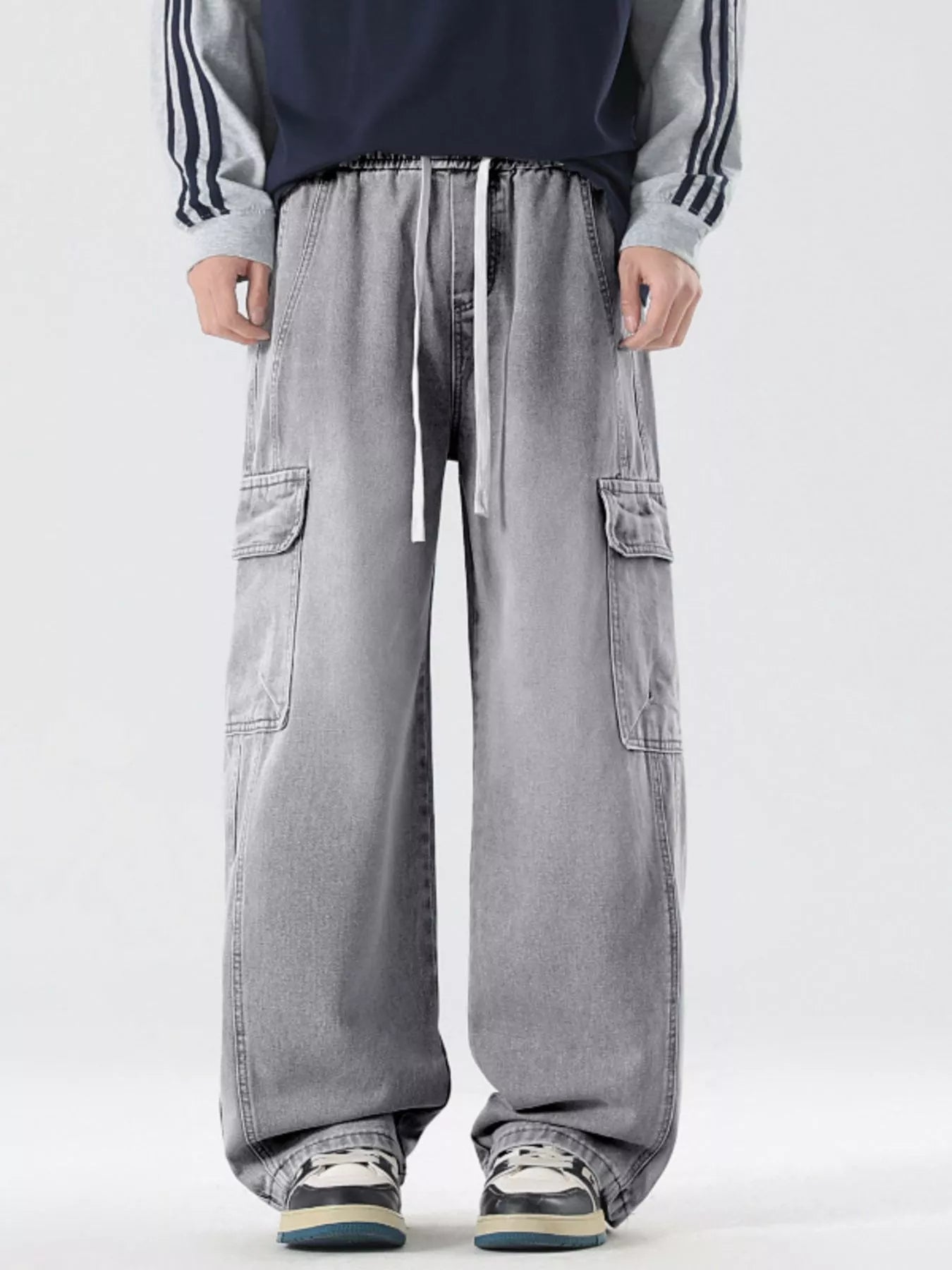 Relaxed Fit Mens Cargo Pants with Elastic Waist