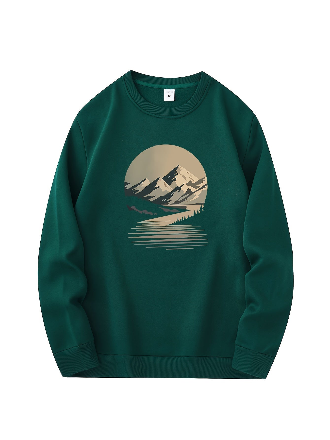 Relaxed Fit Mens Sweatshirt with Winter Mountain Design