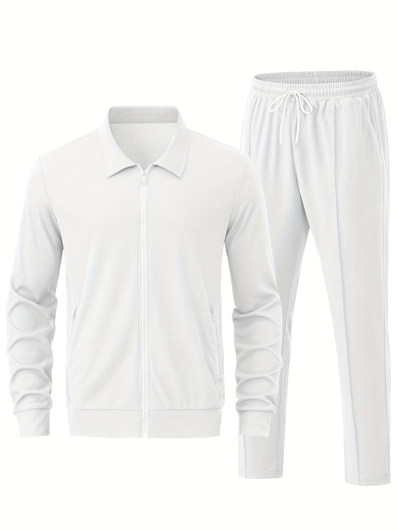Men's Sporty Zipper Tracksuit Set with Jacket and Pants