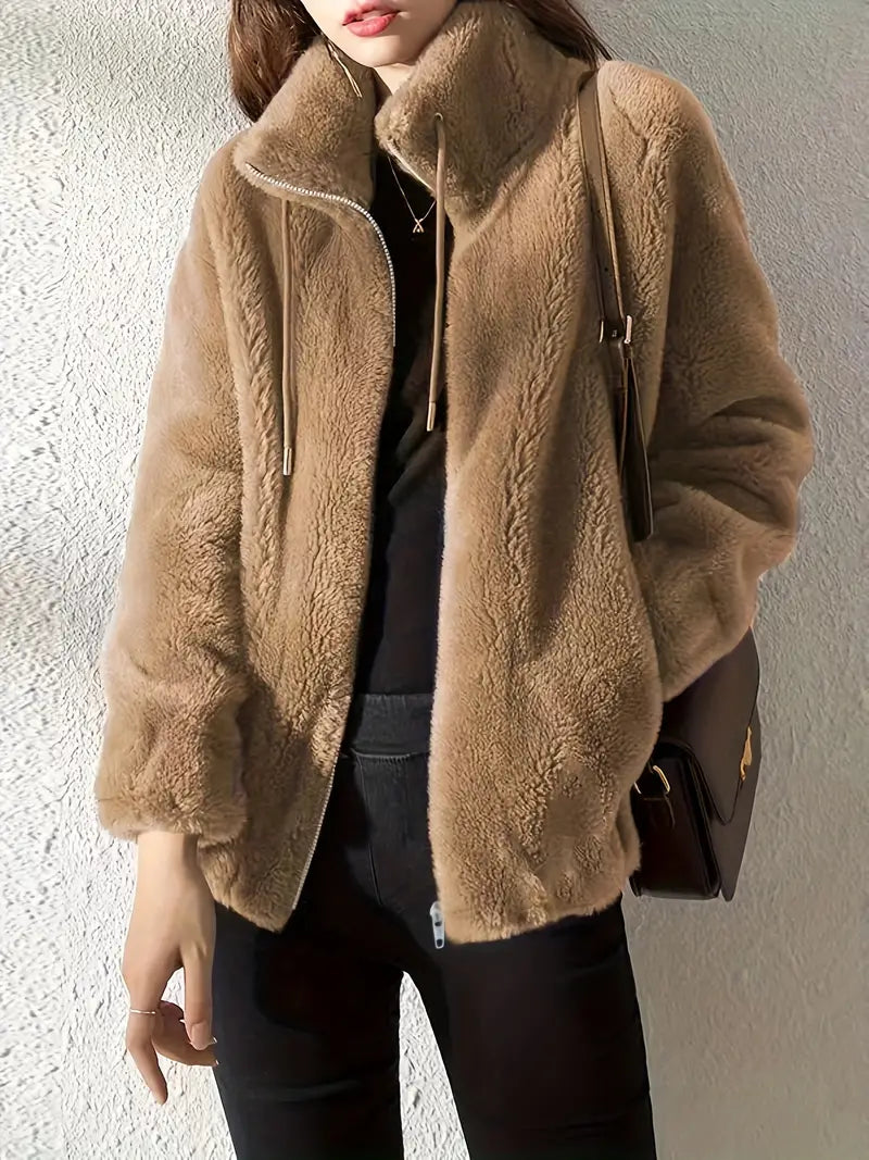 Luxury Faux Fur Ladies Zip Up Jacket