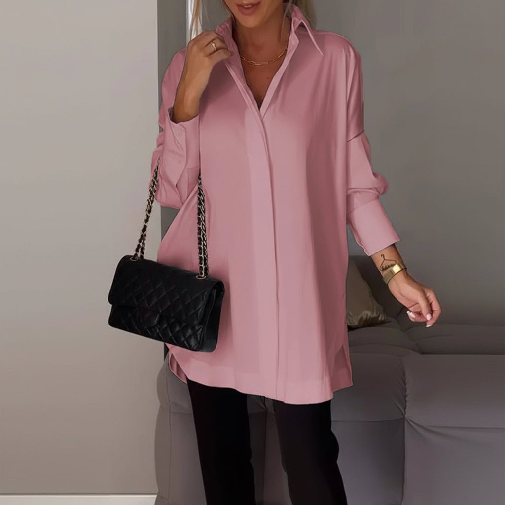 Relaxed Fit Long Sleeve Women's Shirt Blouse Top