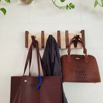 Rustic Wooden Wall Hook Rack - VogeLuxe
