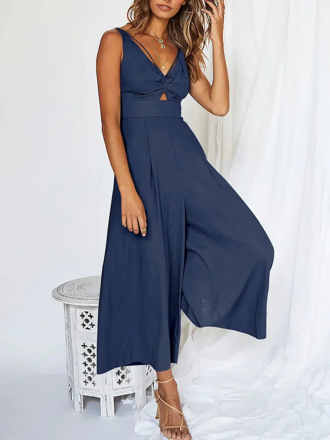 Summer V-Neck Cutout Jumpsuit for Women