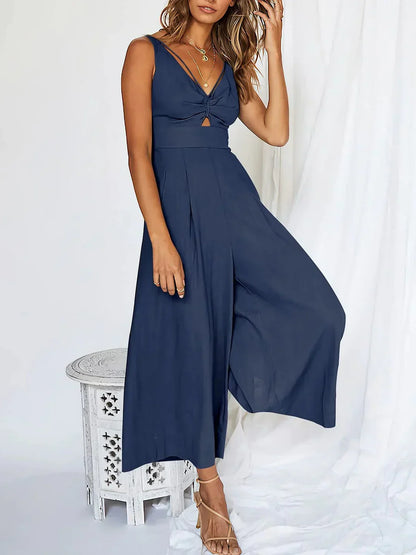 Summer V-Neck Cutout Jumpsuit for Women