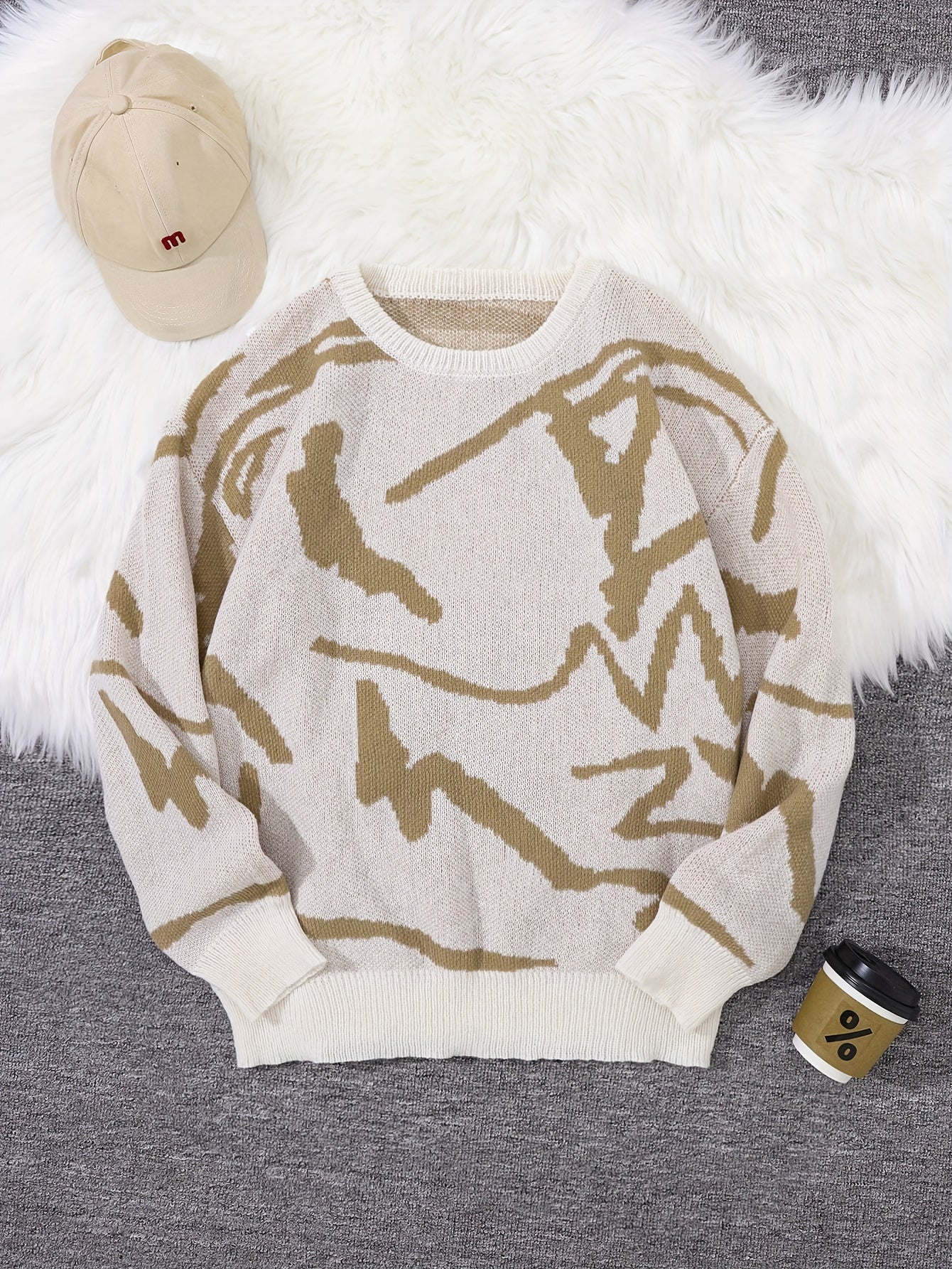 Cozy Winter Knit Sweatshirt with Graphic Design