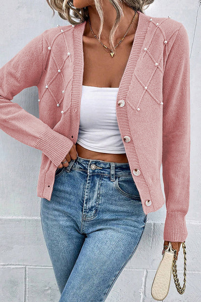 Soft Pink Cashmere Button Front Women's Winter Cardigan - BritishElegance