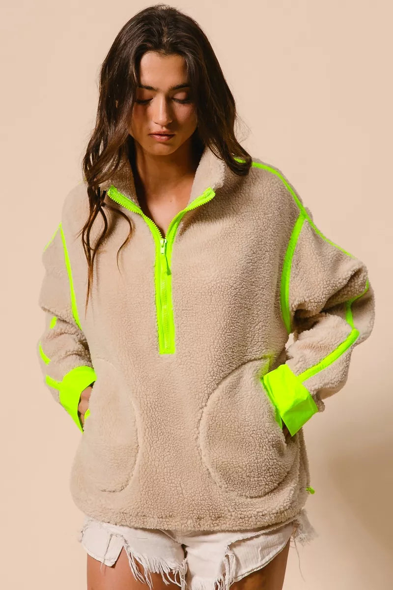 Women's Fleece Lined Zip Up Sherpa Coat - VogeLuxe
