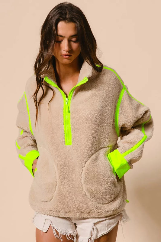 Women's Fleece Lined Zip Up Sherpa Coat - VogeLuxe
