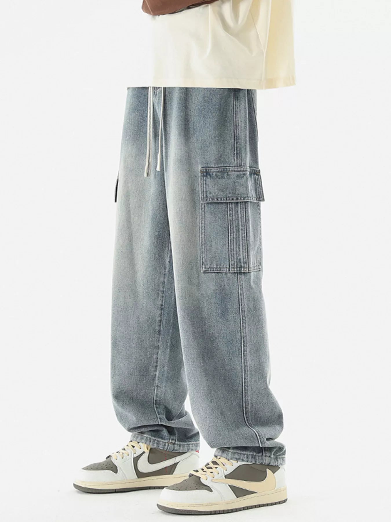 Men's Comfortable Faded Cargo Pants - BritishElegance