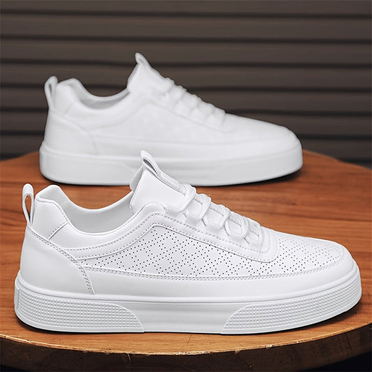 Classic White Low Top Mens Sneakers - BritishElegance