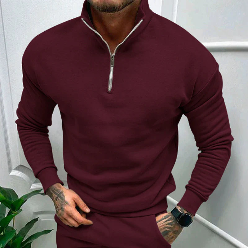 Warm Men's Zip Up Long Sleeve Winter Sweater