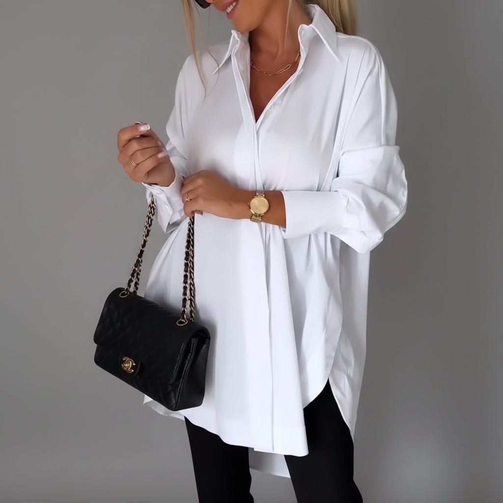 Relaxed Fit Long Sleeve Women's Shirt Blouse Top - VogeLuxe