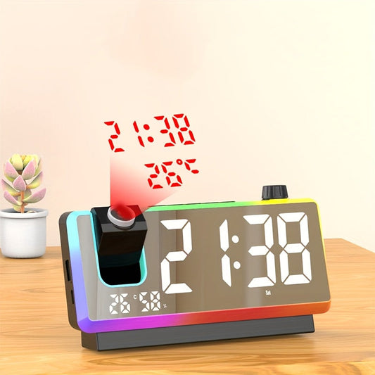 Colorful LED Projection Clock with Dual Time Display - VogeLuxe