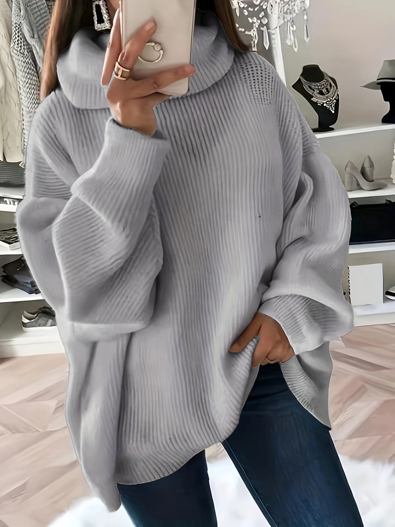 Women's Large Cozy Crew Neck Winter Sweater