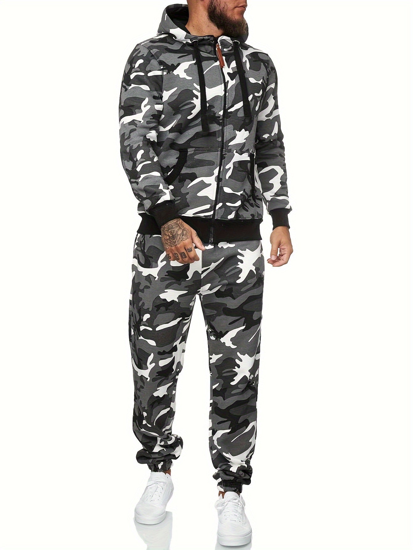 Relaxed Fit Hooded Jogger Suit for Men