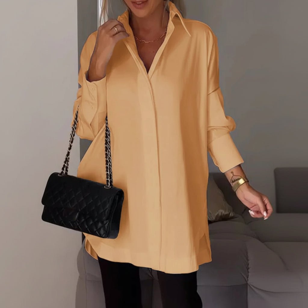 Relaxed Fit Long Sleeve Women's Shirt Blouse Top
