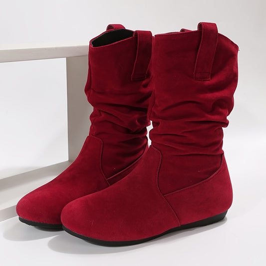 Comfortable Low Heel Suede Ankle Boots for Women - VogeLuxe