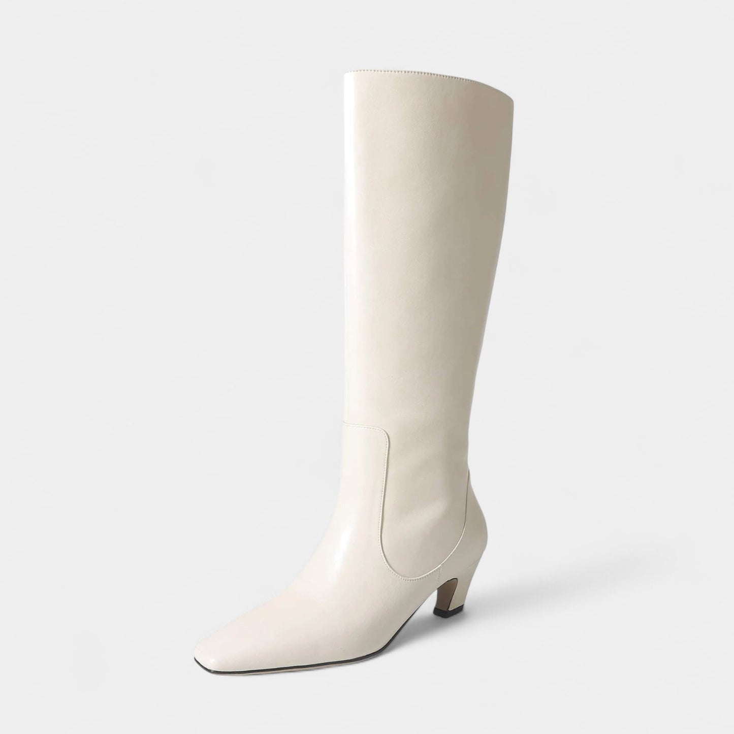 Ladies High Heel Ankle Boots - Sharp Toe, Low Block Heel