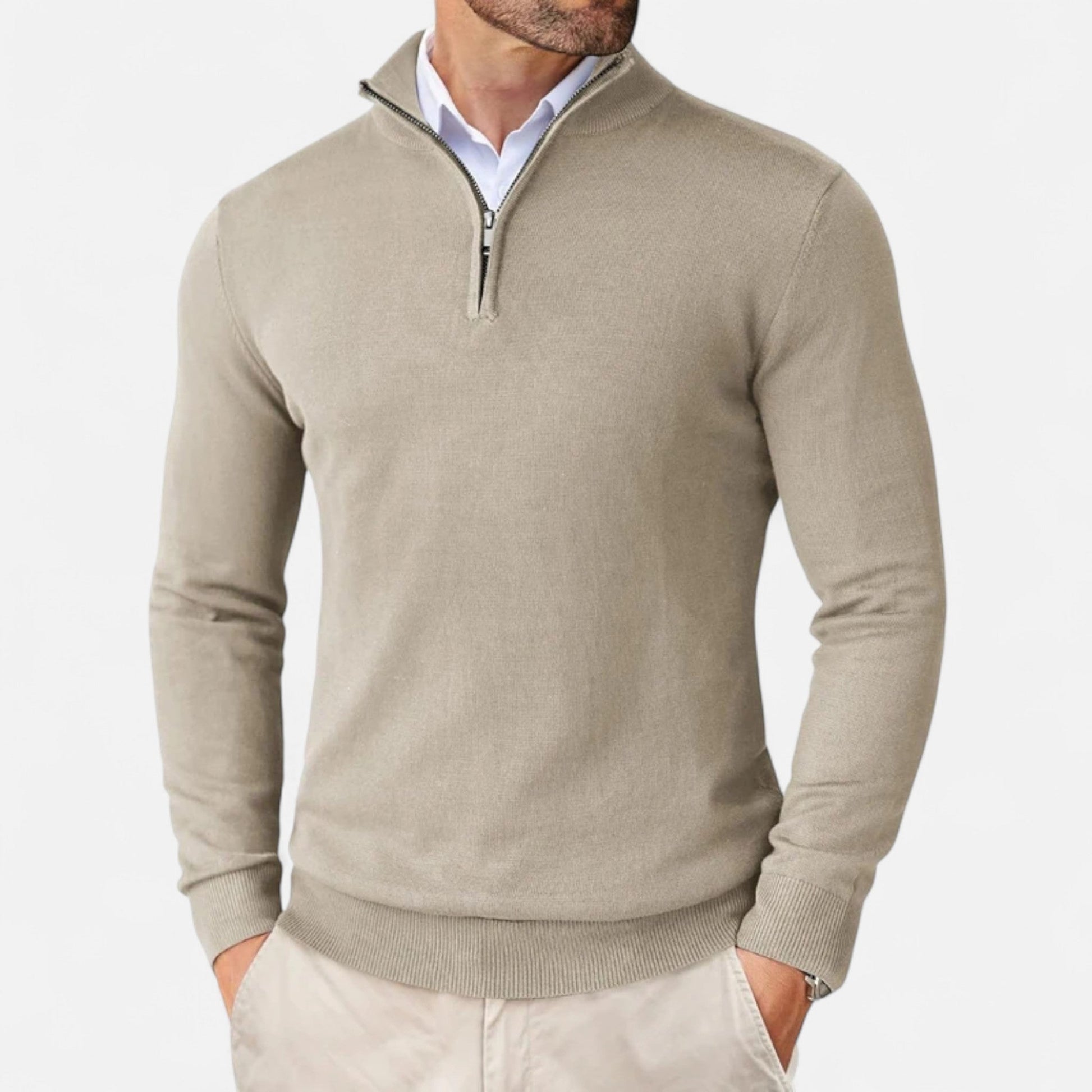 Fitted Men's Quarter Zip Sweater - VogeLuxe