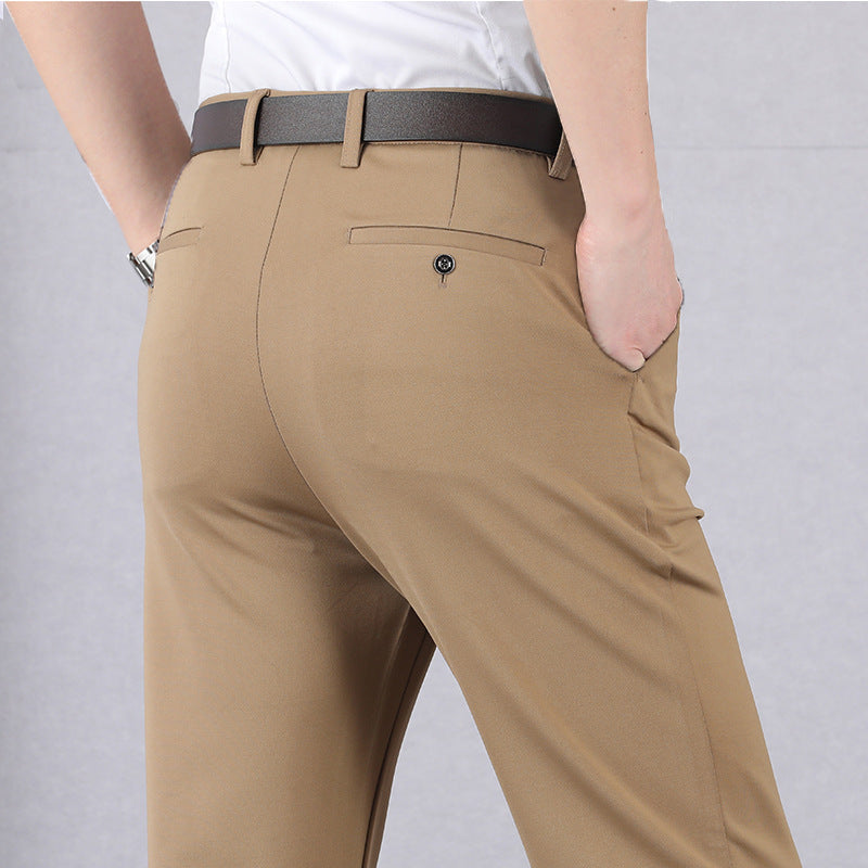 Slim Fit Men's Stretch Trousers With Elastic Waist