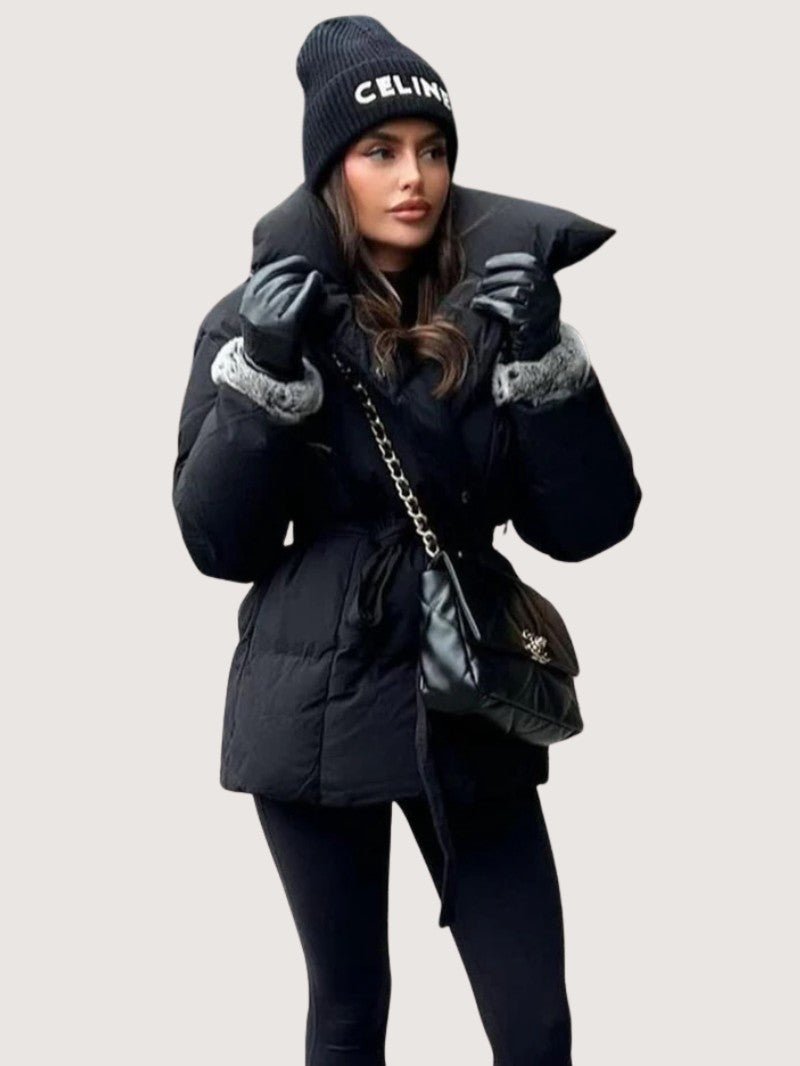 VogeLuxe | Women’s Wrap Style Quilted Puffer Jacket With Tie Belt
